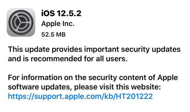 温泉苹果手机维修分享iOS12.5.2发布，建议所有老苹果用户安装 